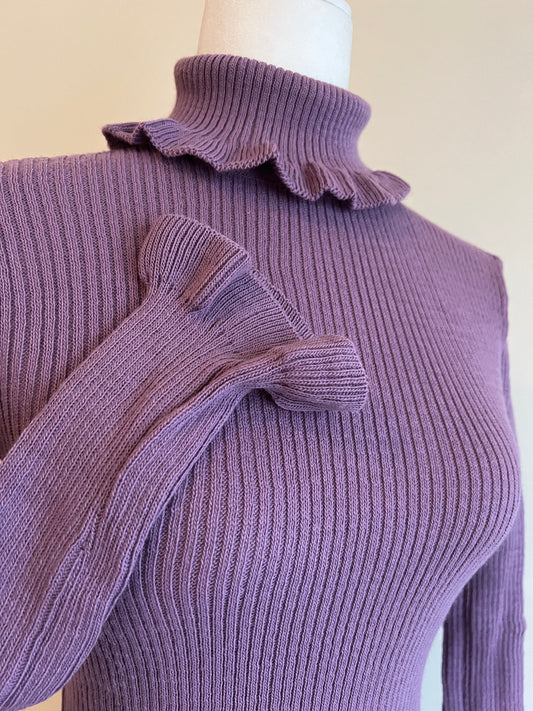 Women's Ruffle Turtleneck Knit Top