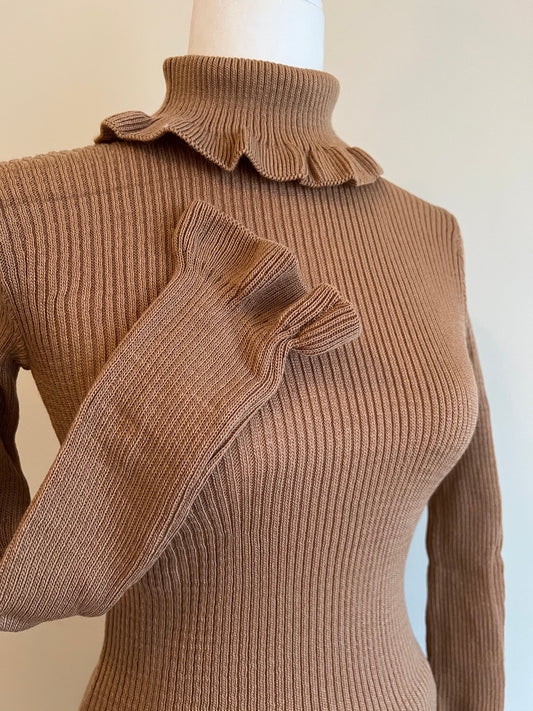 Women's Ruffle Turtleneck Knit Top