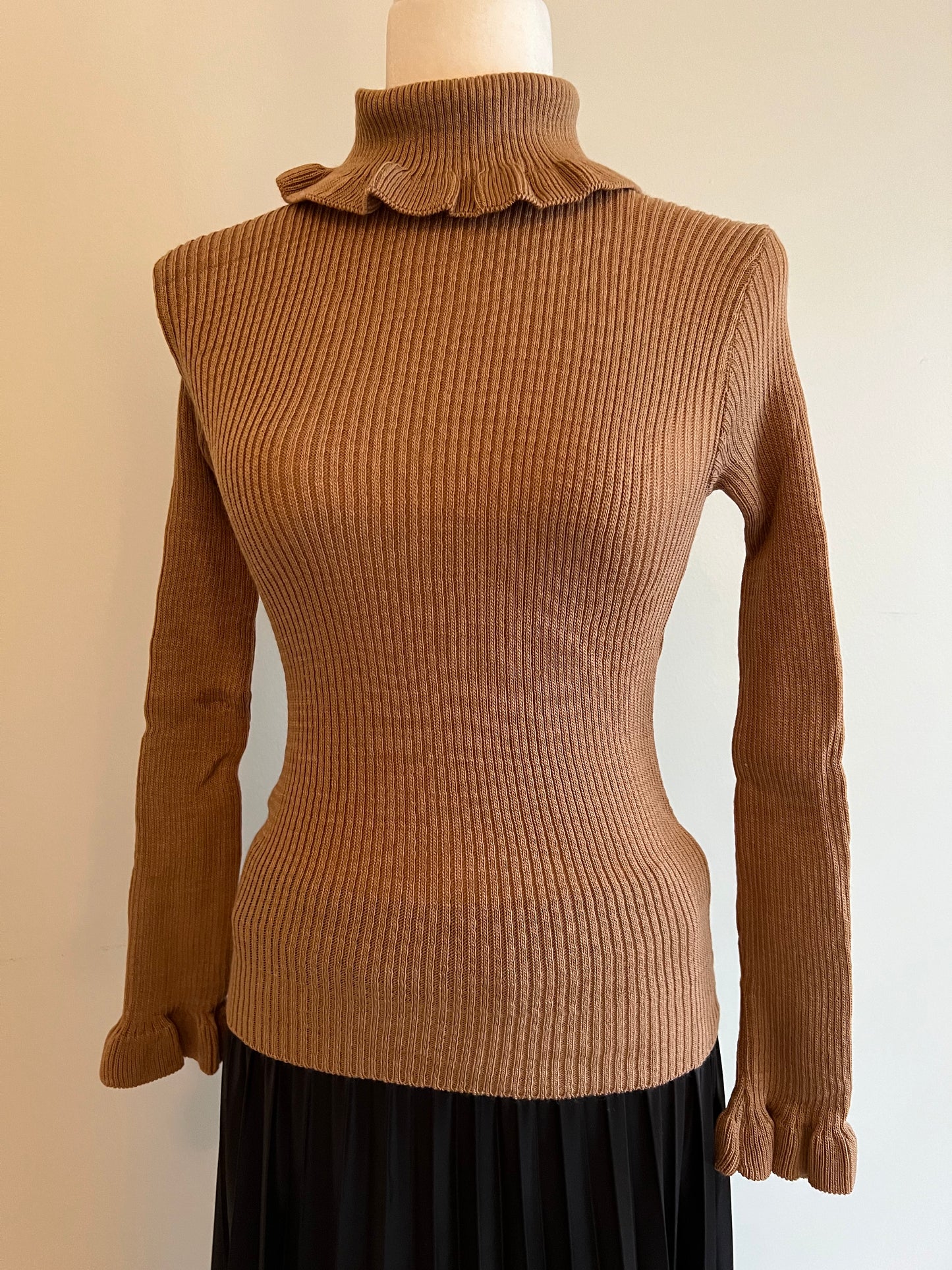 Women's Ruffle Turtleneck Knit Top