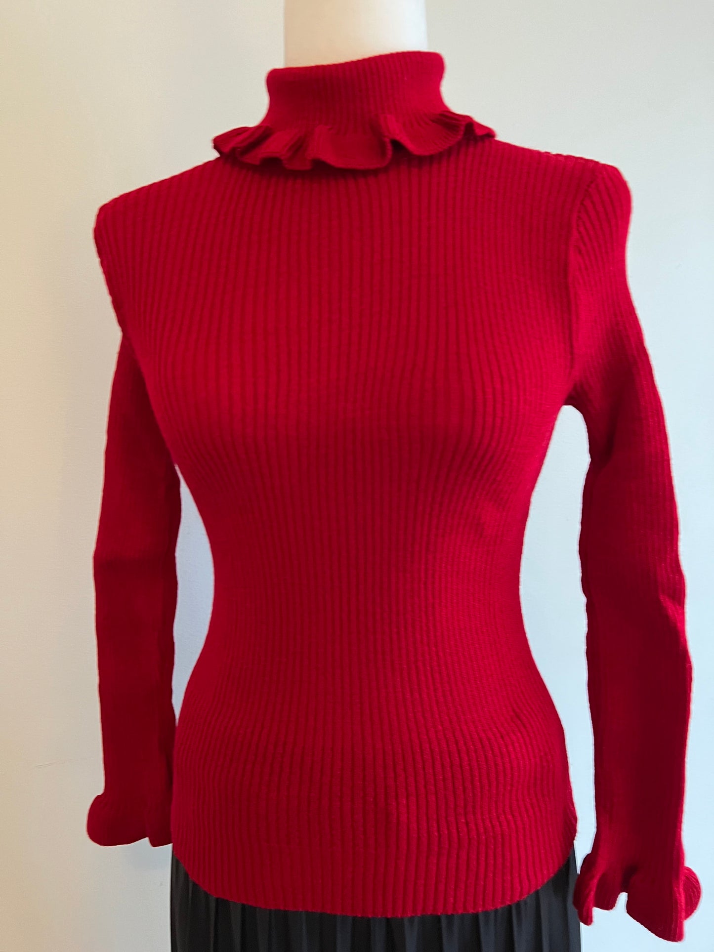 Women's Ruffle Turtleneck Knit Top