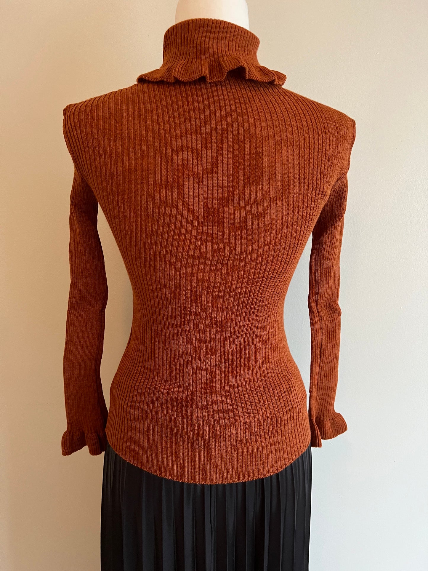 Women's Ruffle Turtleneck Knit Top
