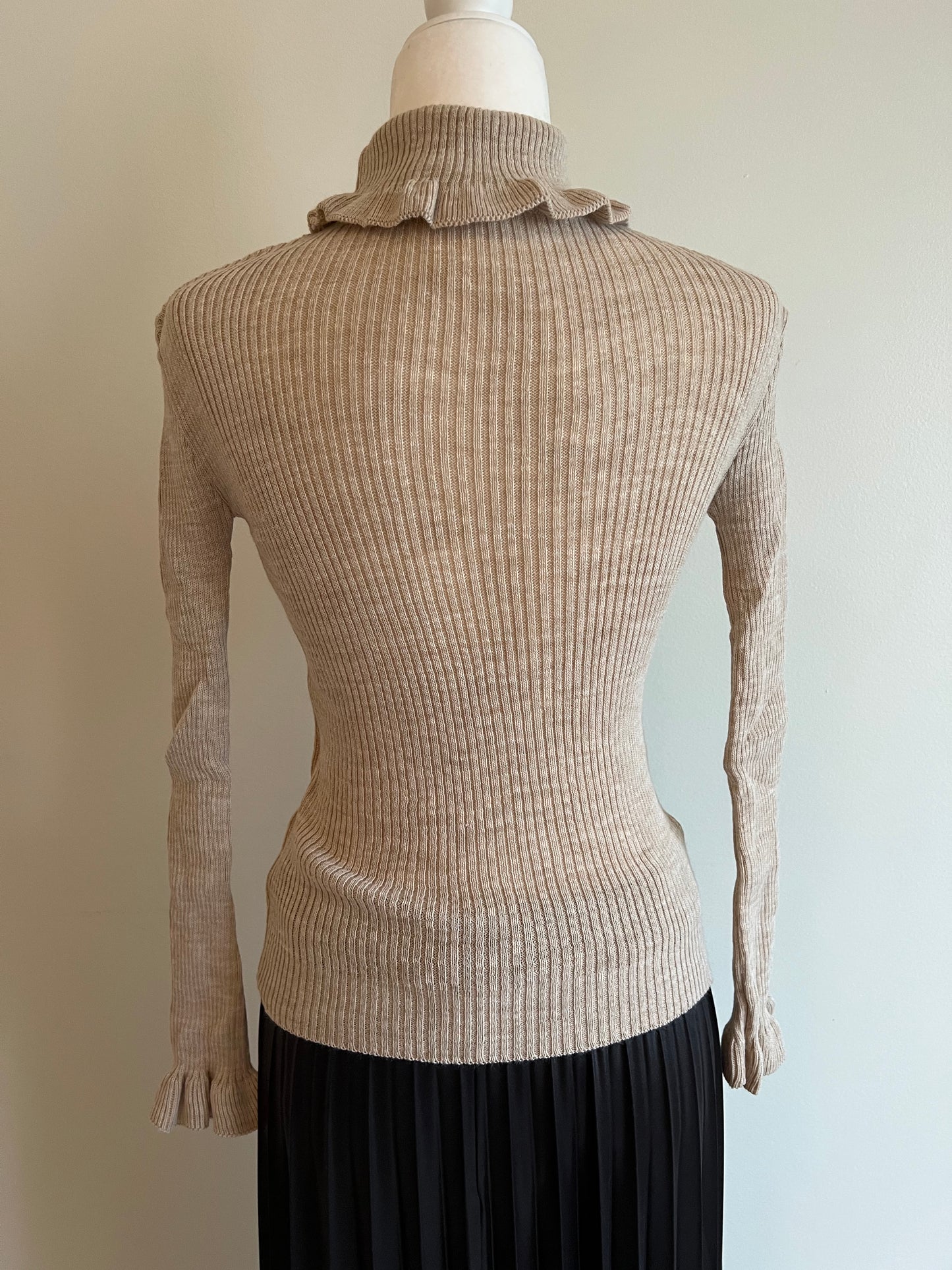 Women's Ruffle Turtleneck Knit Top