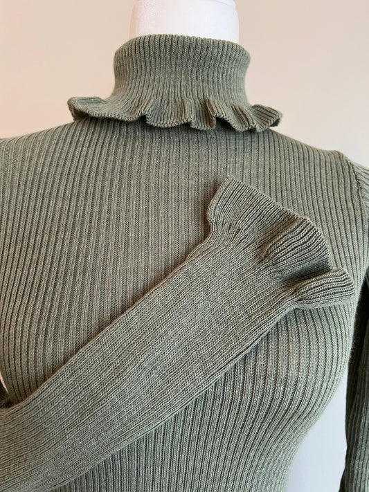 Women's Ruffle Turtleneck Knit Top