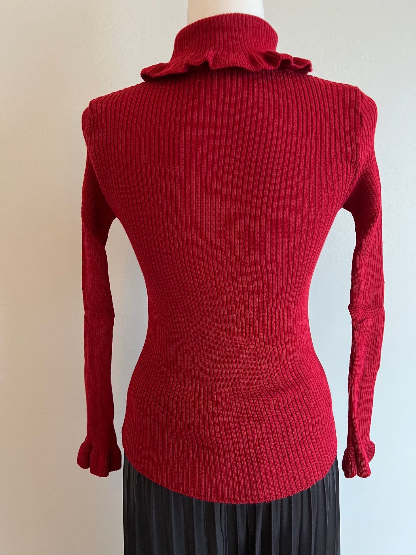 Women's Ruffle Turtleneck Knit Top