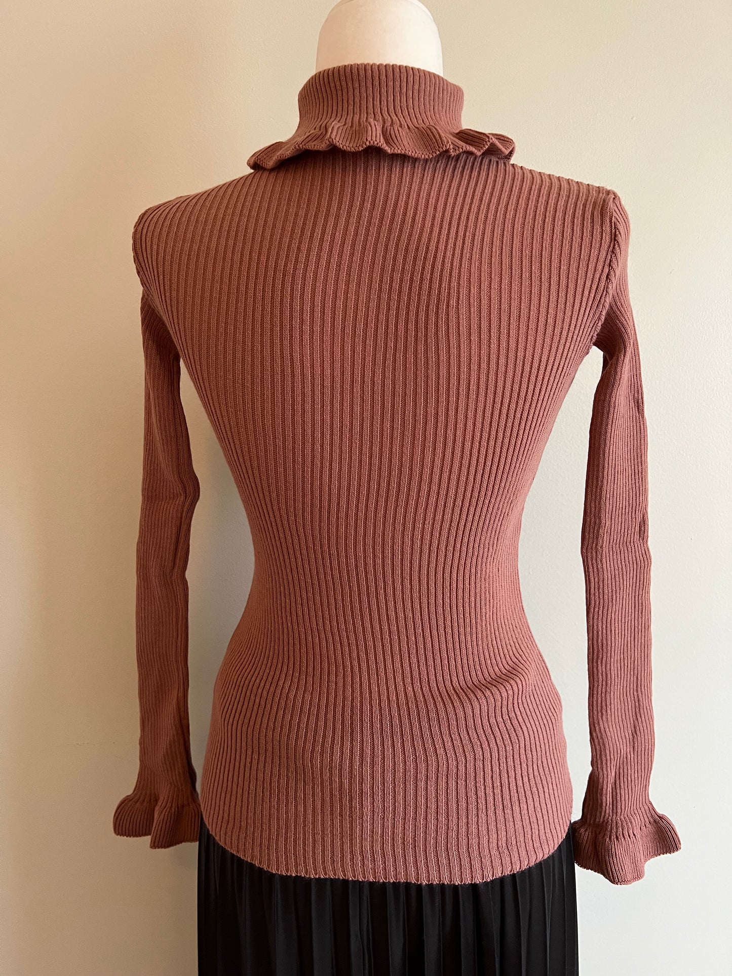 Women's Ruffle Turtleneck Knit Top