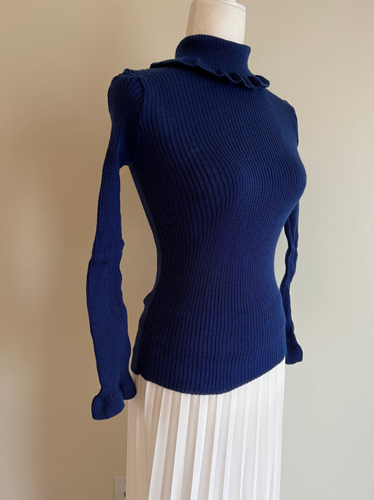 Women's Ruffle Turtleneck Knit Top