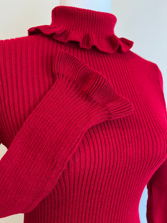 Women's Ruffle Turtleneck Knit Top