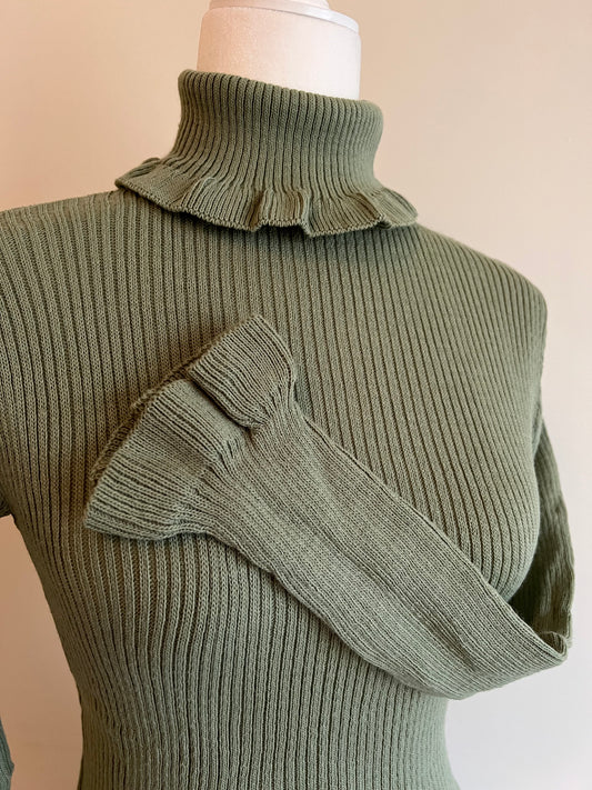 Women's Ruffle Turtleneck Knit Top