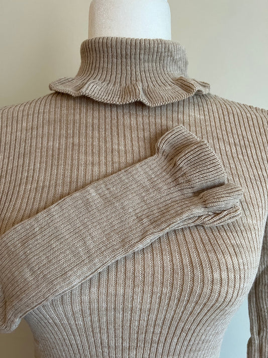 Women's Ruffle Turtleneck Knit Top